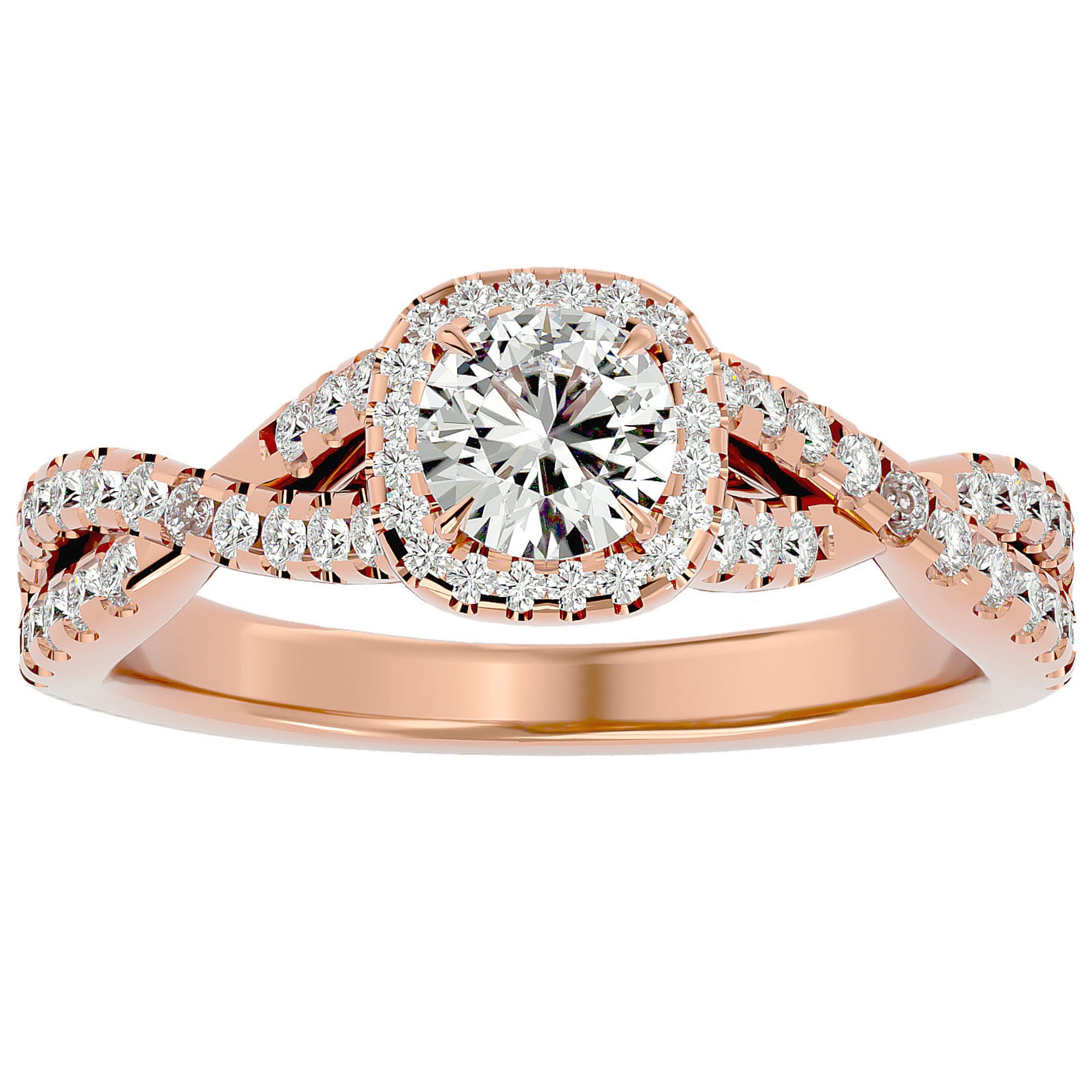 Inel De Logodnă Brise d'Été din Aur 14k cu Diamante Create în Laborator Pavé de 0.87 din 14k Aur Roz - Castelo.ro