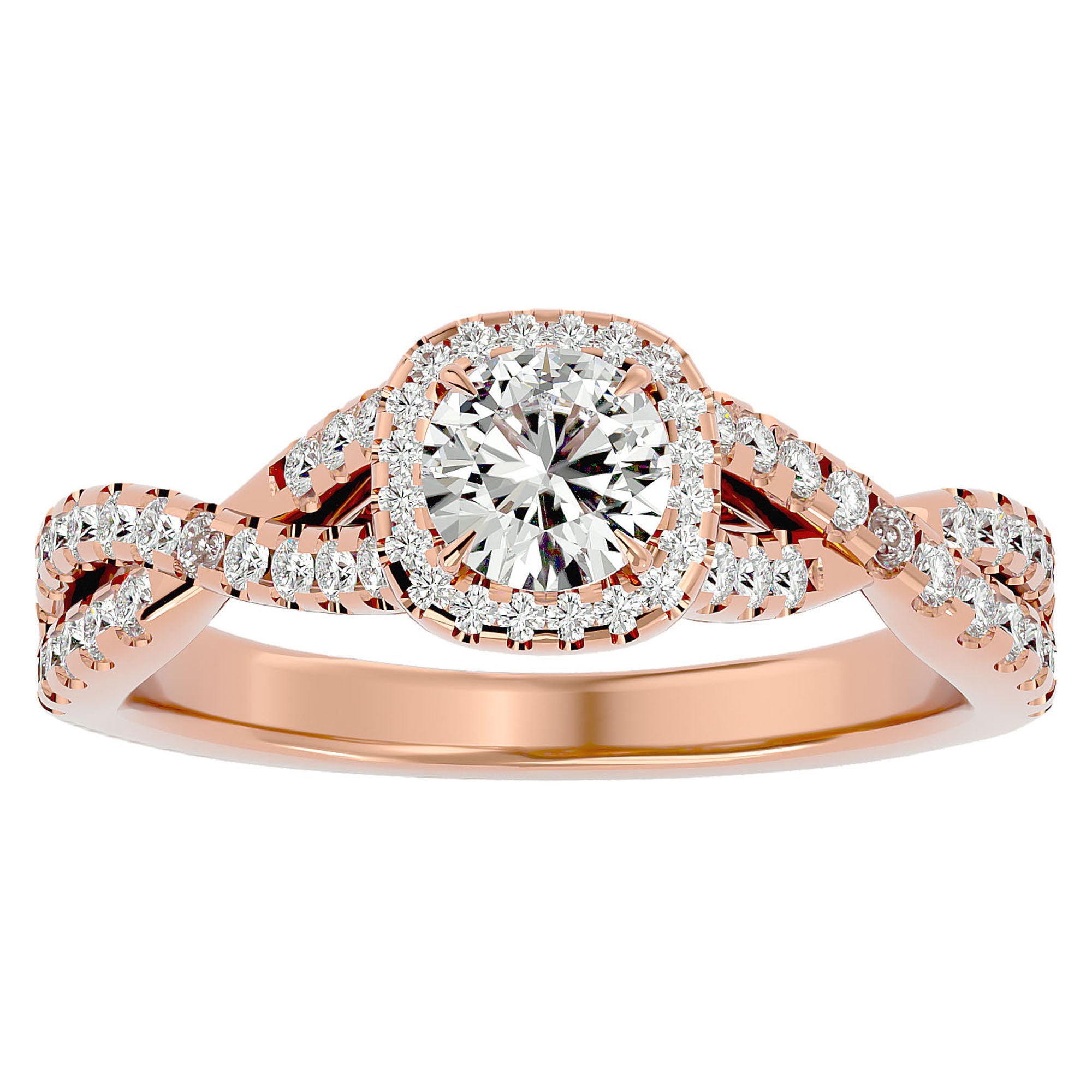 Inel de Logodnă cu Moissanite Pavé în Spirală Eternă de 0.87 ct din 18k Aur Roz - Castelo.ro