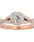 Inel de Logodnă cu Moissanite Pavé în Spirală Eternă de 0.87 ct din 18k Aur Roz - Castelo.ro