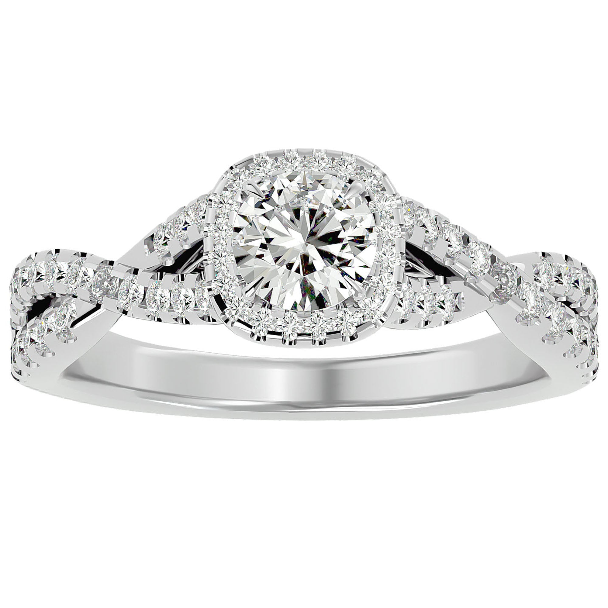 Inel De Logodnă Brise d'Été din Aur 14k cu Diamante Create în Laborator Pavé de 0.87 din 14k Aur Alb - Castelo.ro