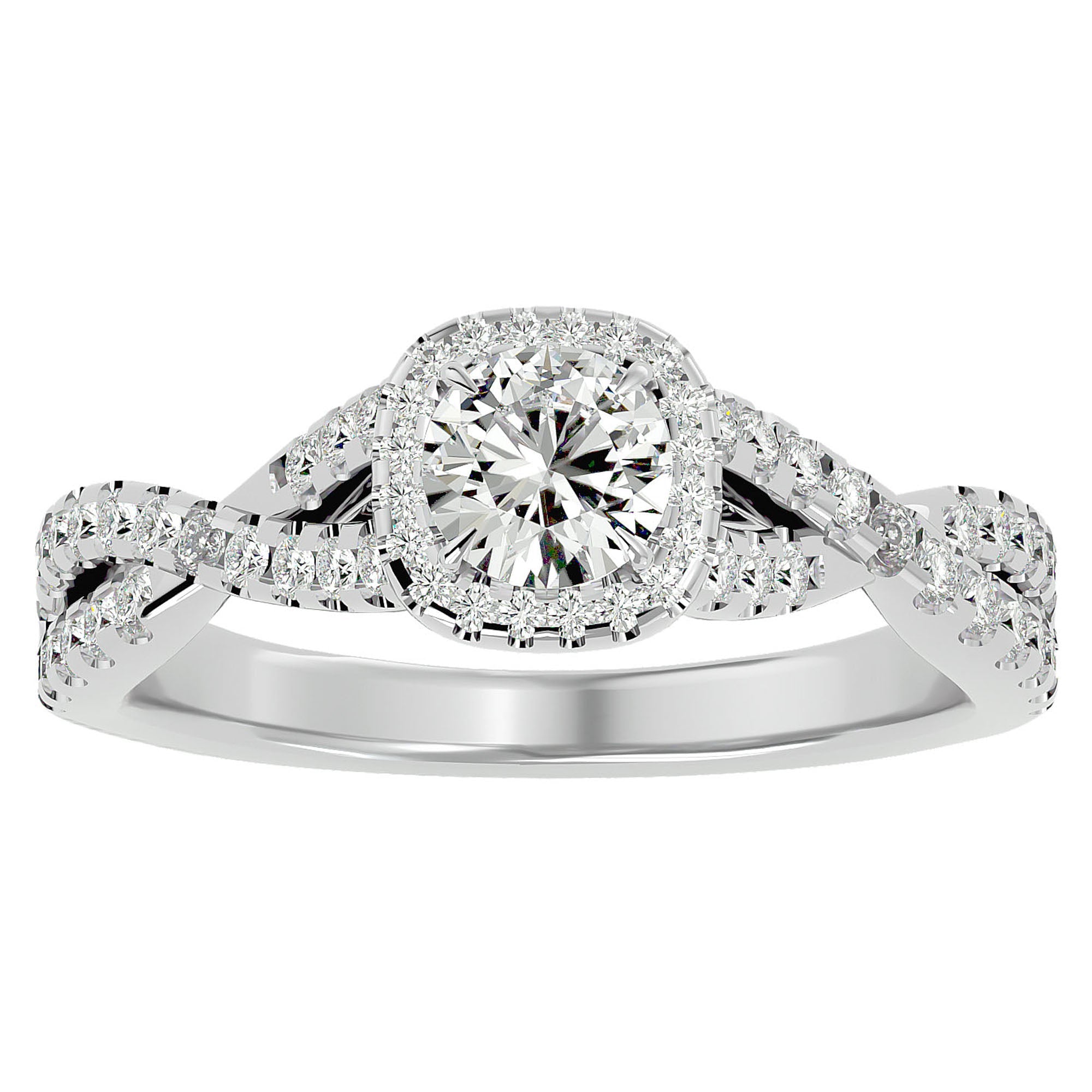 Inel de Logodnă din Aur 14k cu Moissanite Pavé în Spirală Eternă de 0.87 ct din 14k Aur Alb - Castelo.ro