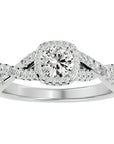 Inel de Logodnă din Aur 14k cu Moissanite Pavé în Spirală Eternă de 0.87 ct din 14k Aur Alb - Castelo.ro