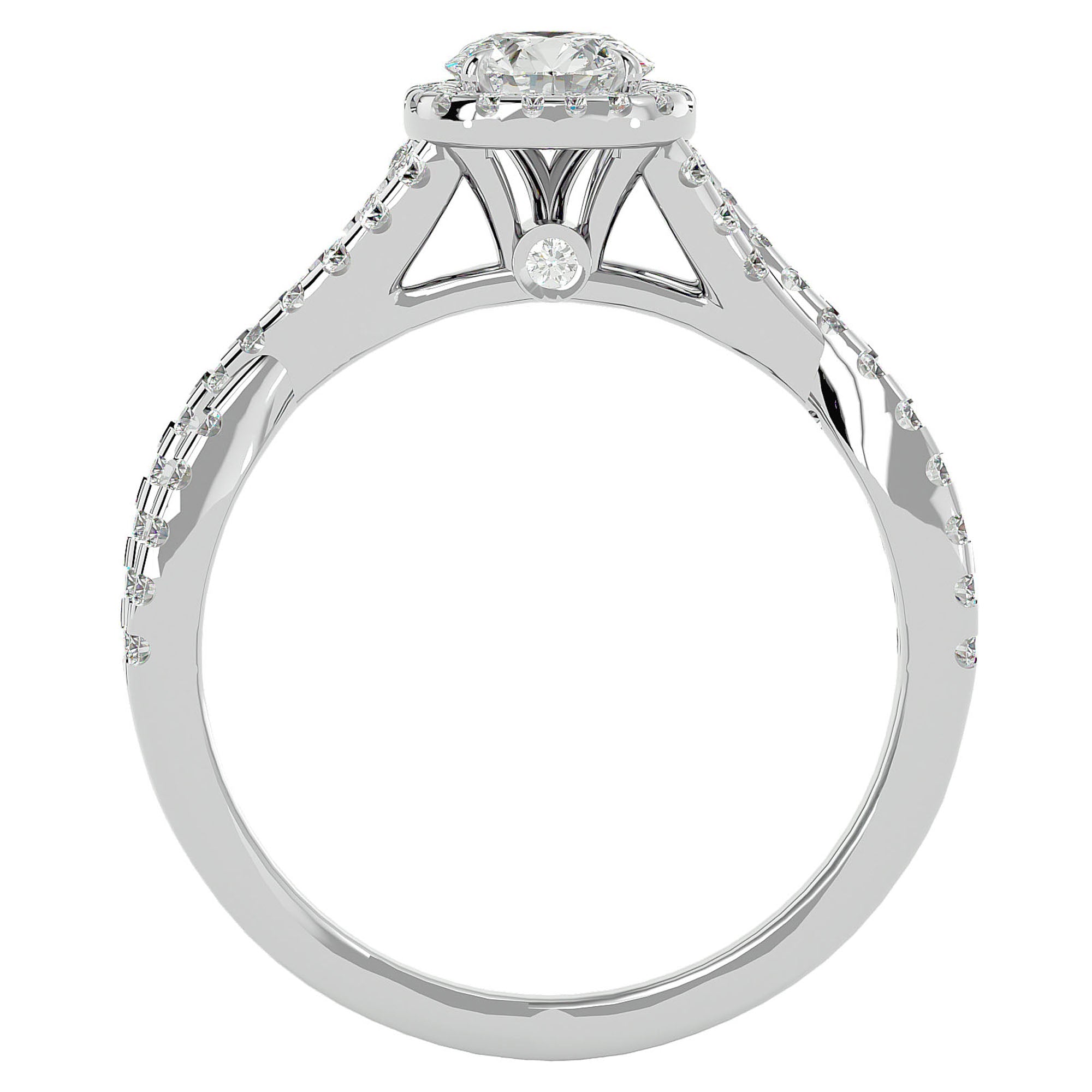 Inel de Logodnă cu Diamante Create în Laborator Pavé în Spirală Eternă de 0.87 ct din Platina - Castelo.ro