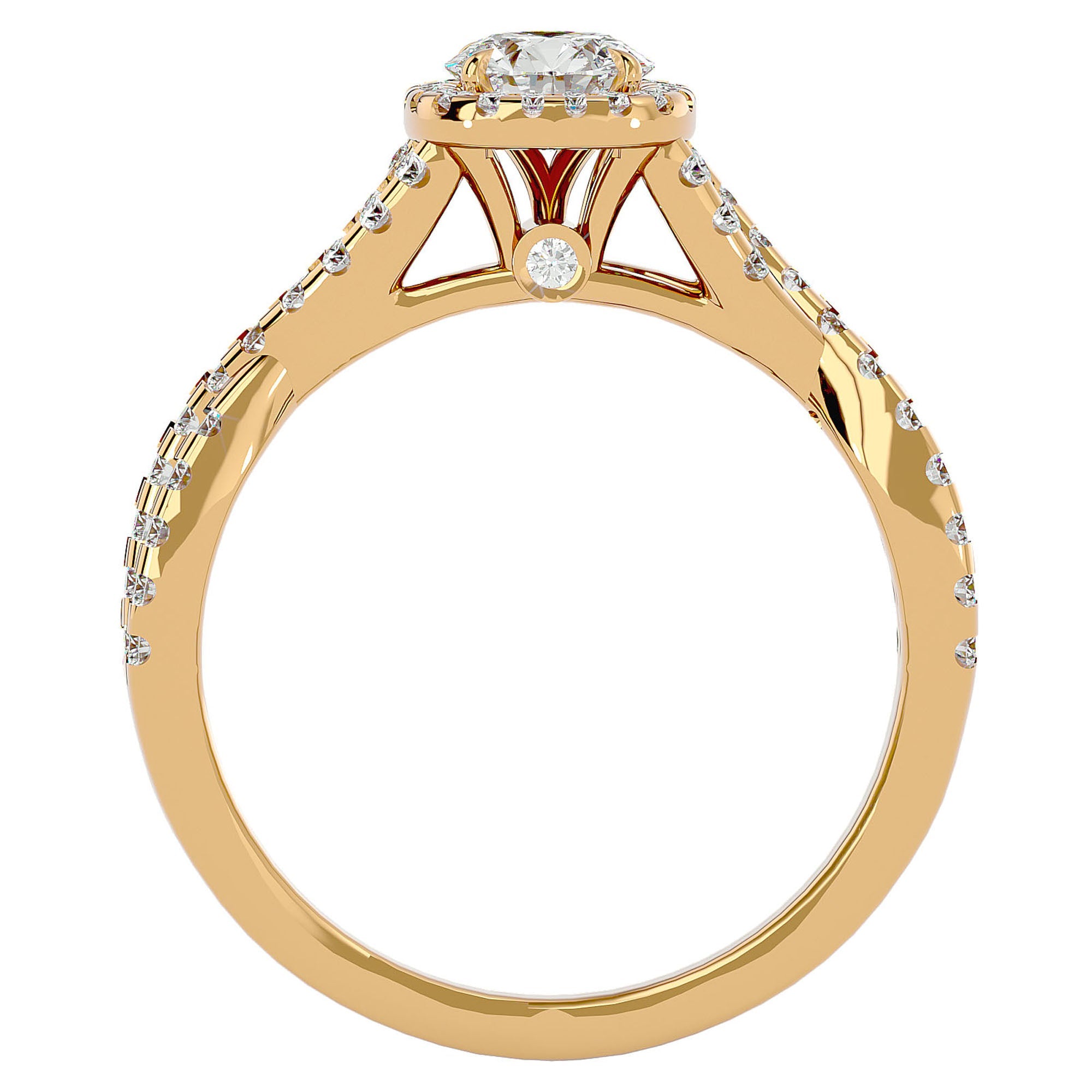 Inel de Logodnă cu Moissanite Pavé în Spirală Eternă de 0.87 ct din 18k Aur Galben - Castelo.ro