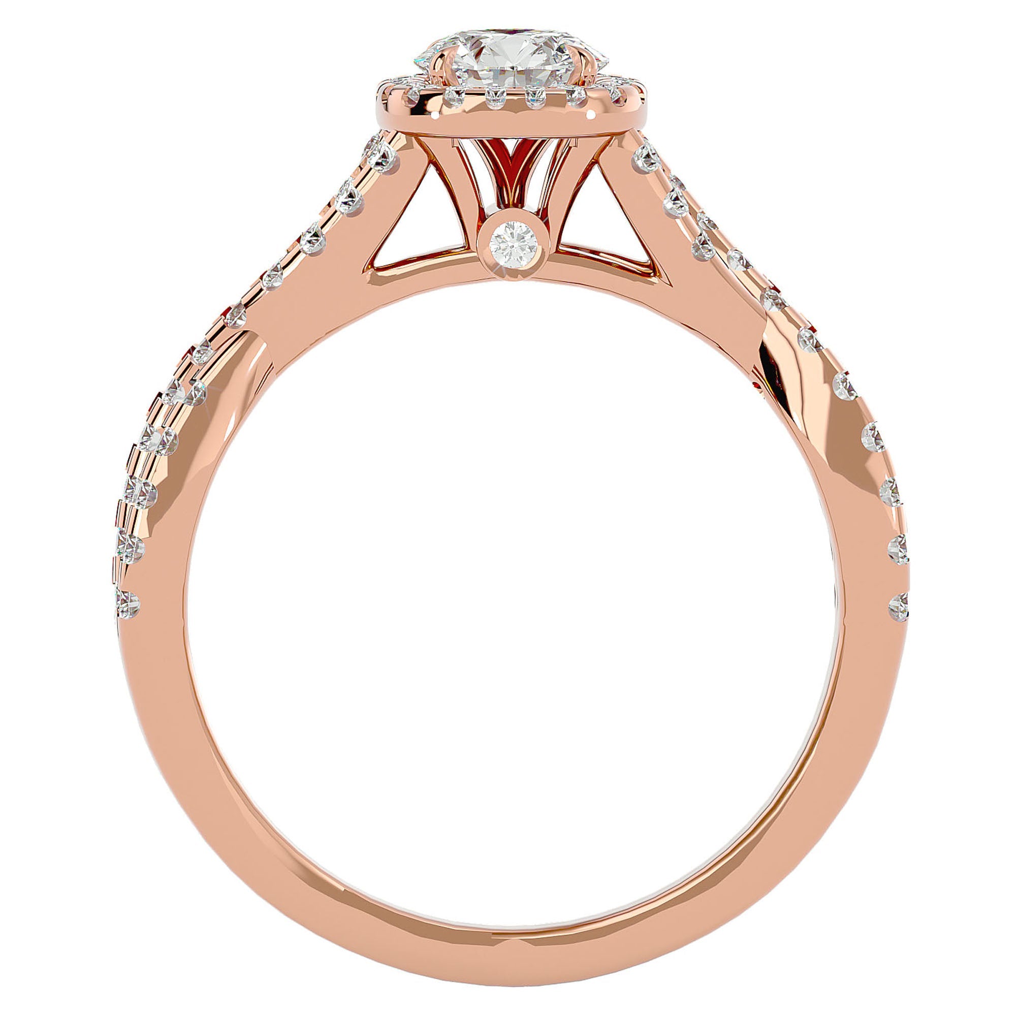 Inel de Logodnă cu Moissanite Pavé în Spirală Eternă de 0.87 ct din 18k Aur Roz - Castelo.ro