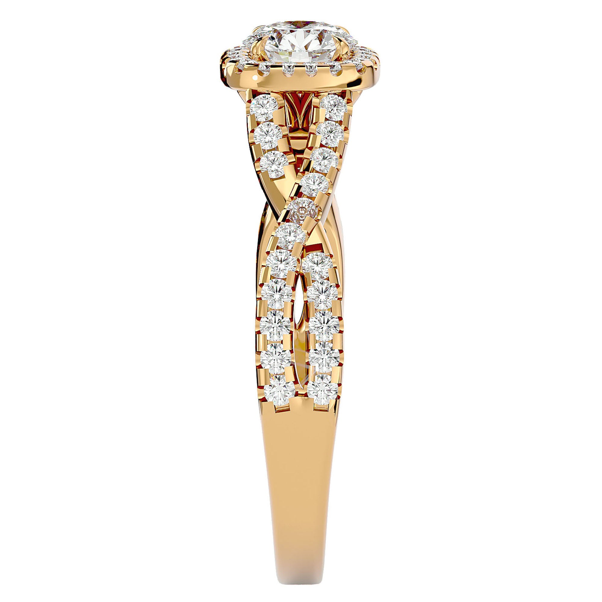 Inel de Logodnă cu Moissanite Pavé în Spirală Eternă de 0.87 ct din 18k Aur Galben - Castelo.ro