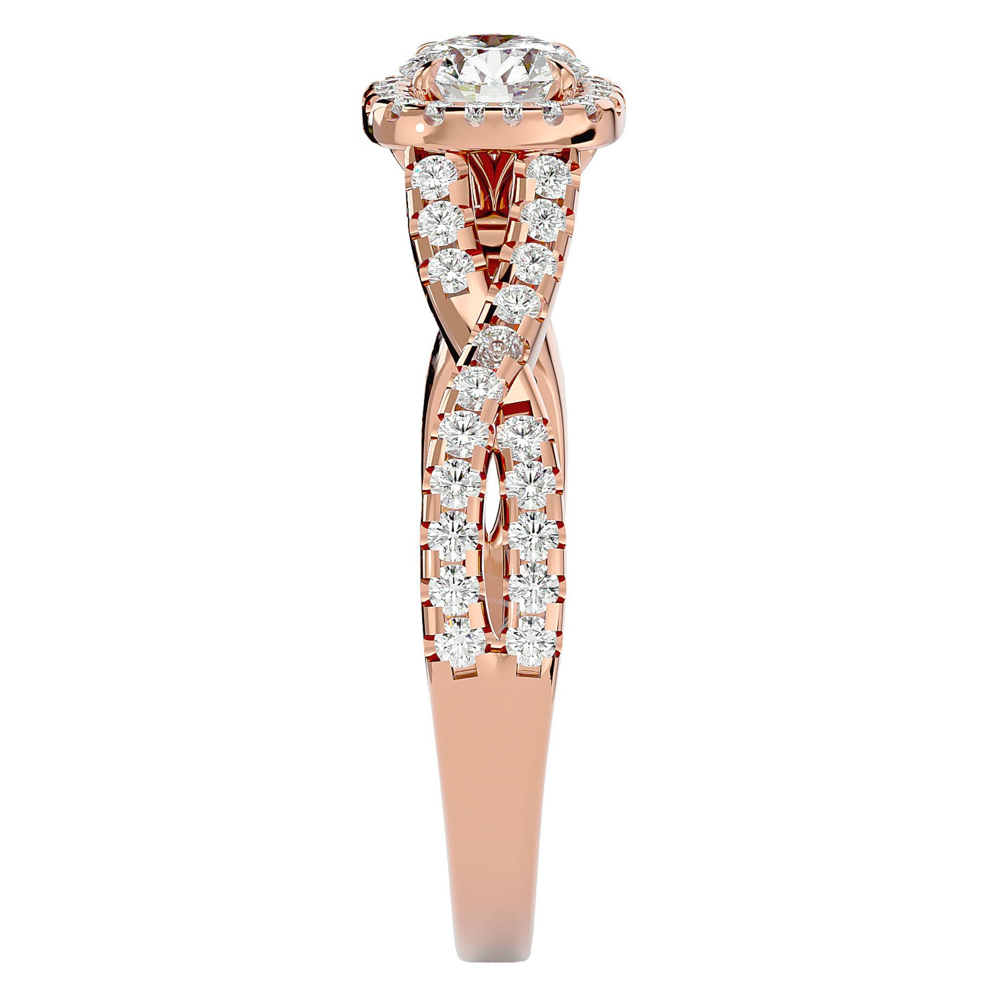 Inel de Logodnă cu Moissanite Pavé în Spirală Eternă de 0.87 ct din 18k Aur Roz - Castelo.ro