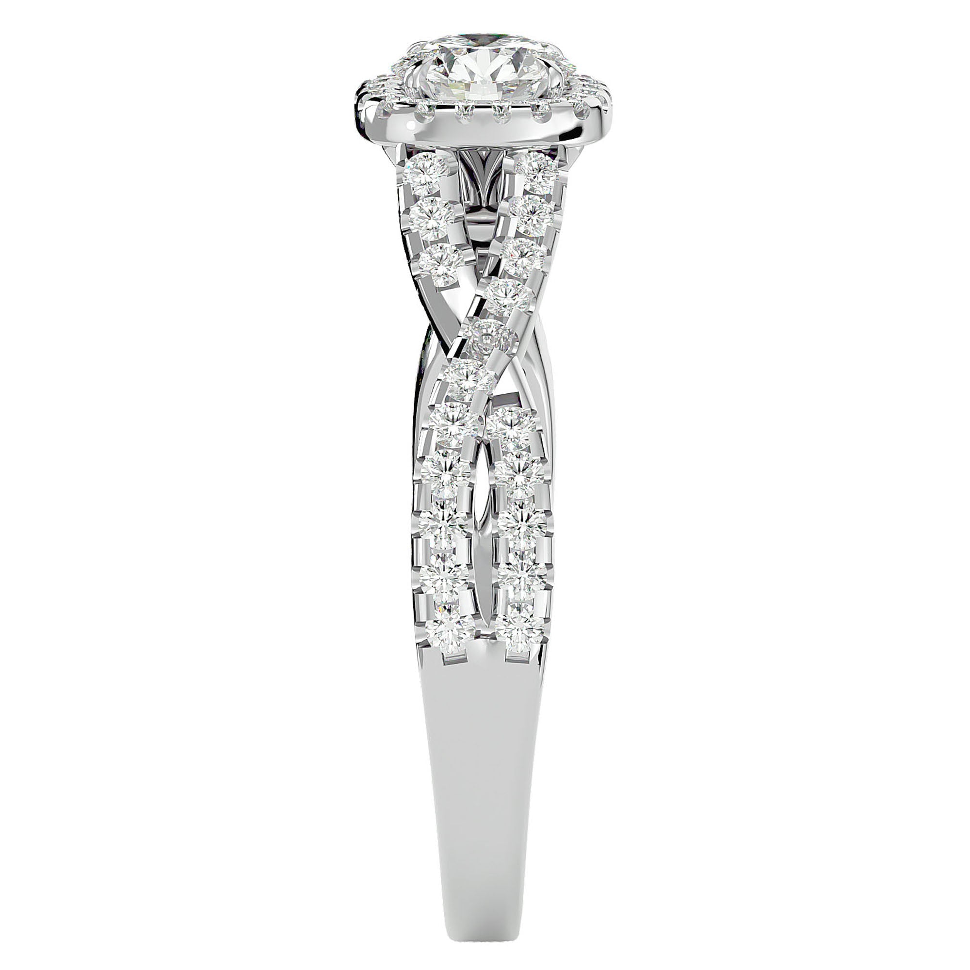 Inel de Logodnă din Aur 14k cu Moissanite Pavé în Spirală Eternă de 0.87 ct din 14k Aur Alb - Castelo.ro