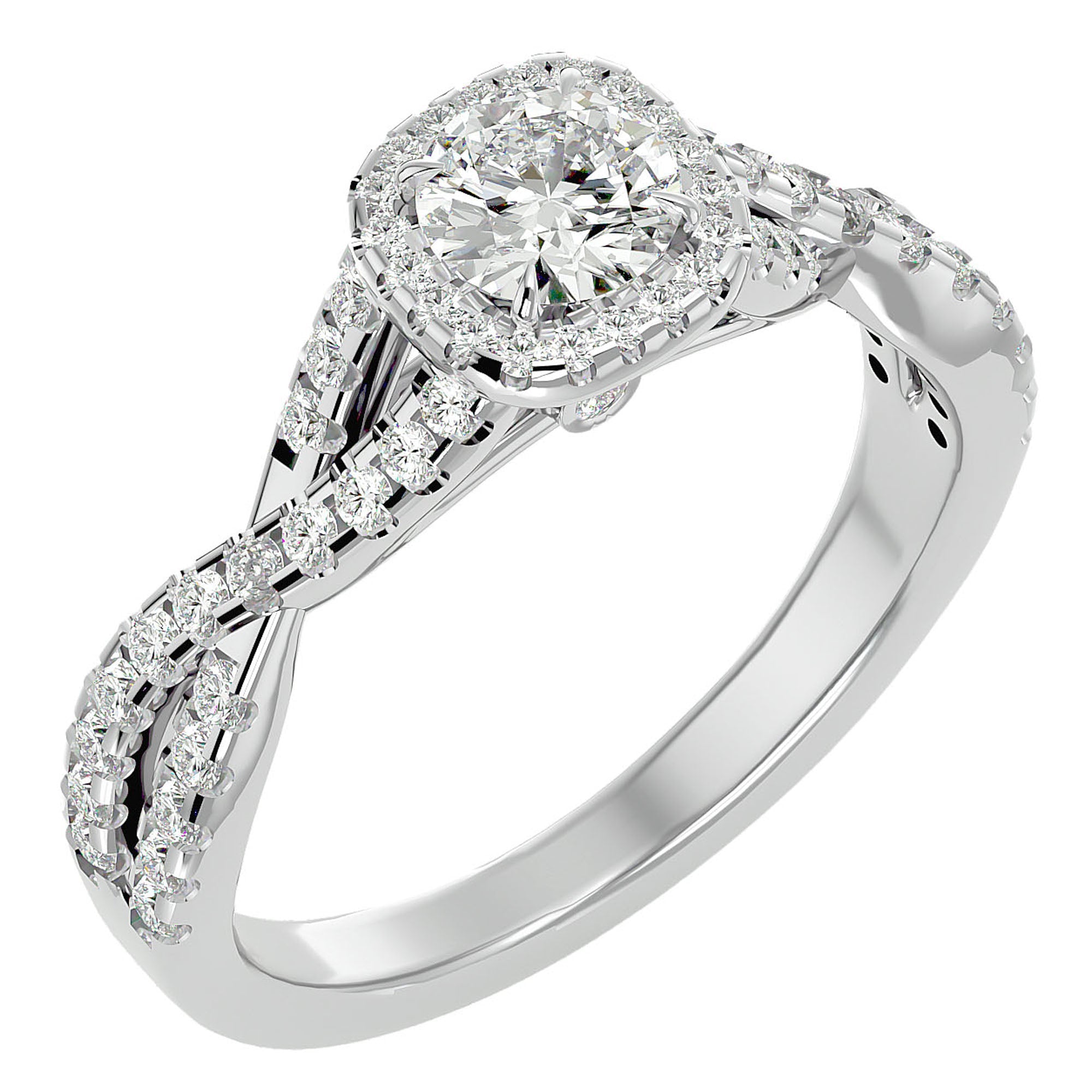 Inel de Logodnă din Aur 14k cu Moissanite Pavé în Spirală Eternă de 0.87 ct din 14k Aur Alb - Castelo.ro