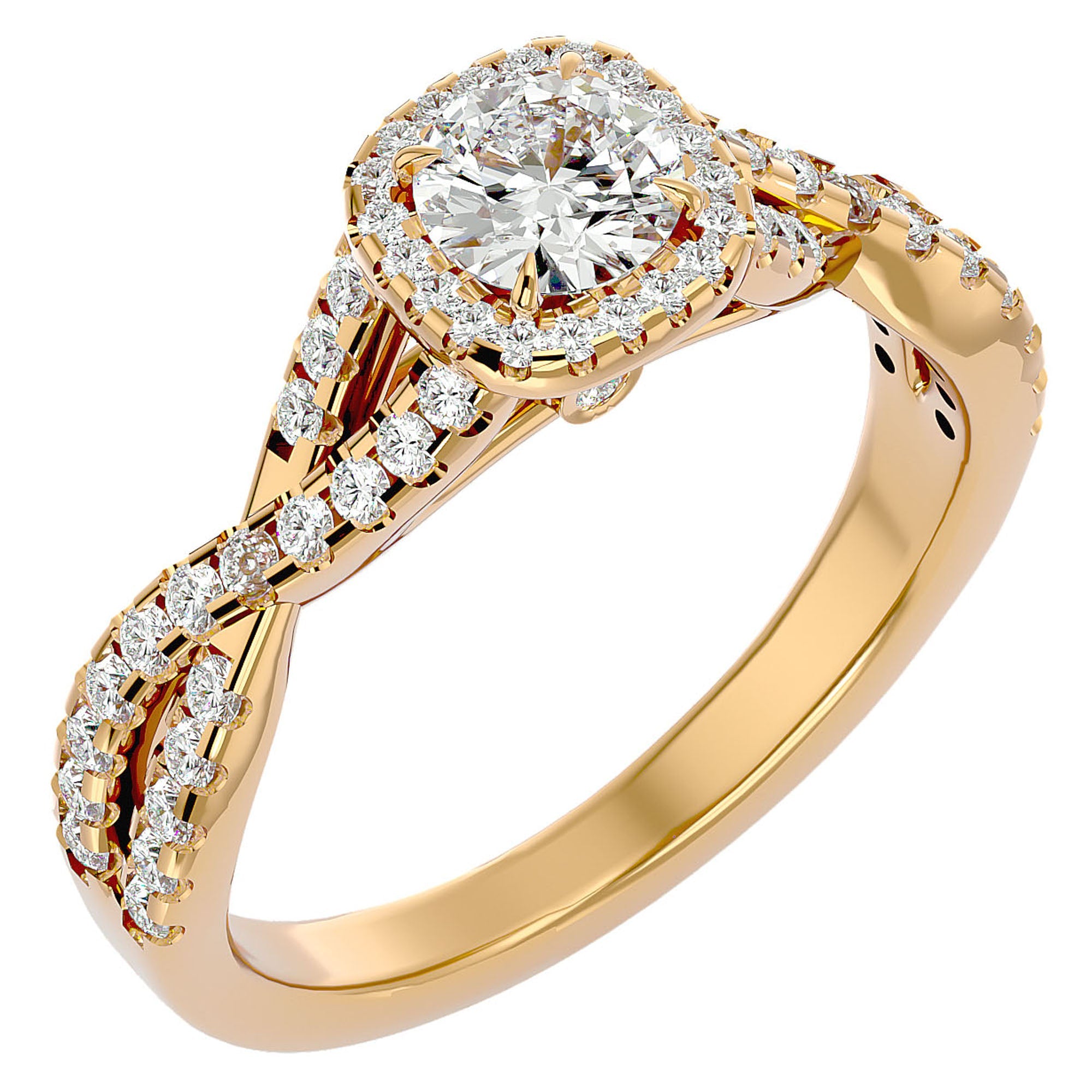Inel De Logodnă Brise d'Été din Aur 14k cu Diamante Create în Laborator Pavé de 0.87 din 14k Aur Galben - Castelo.ro