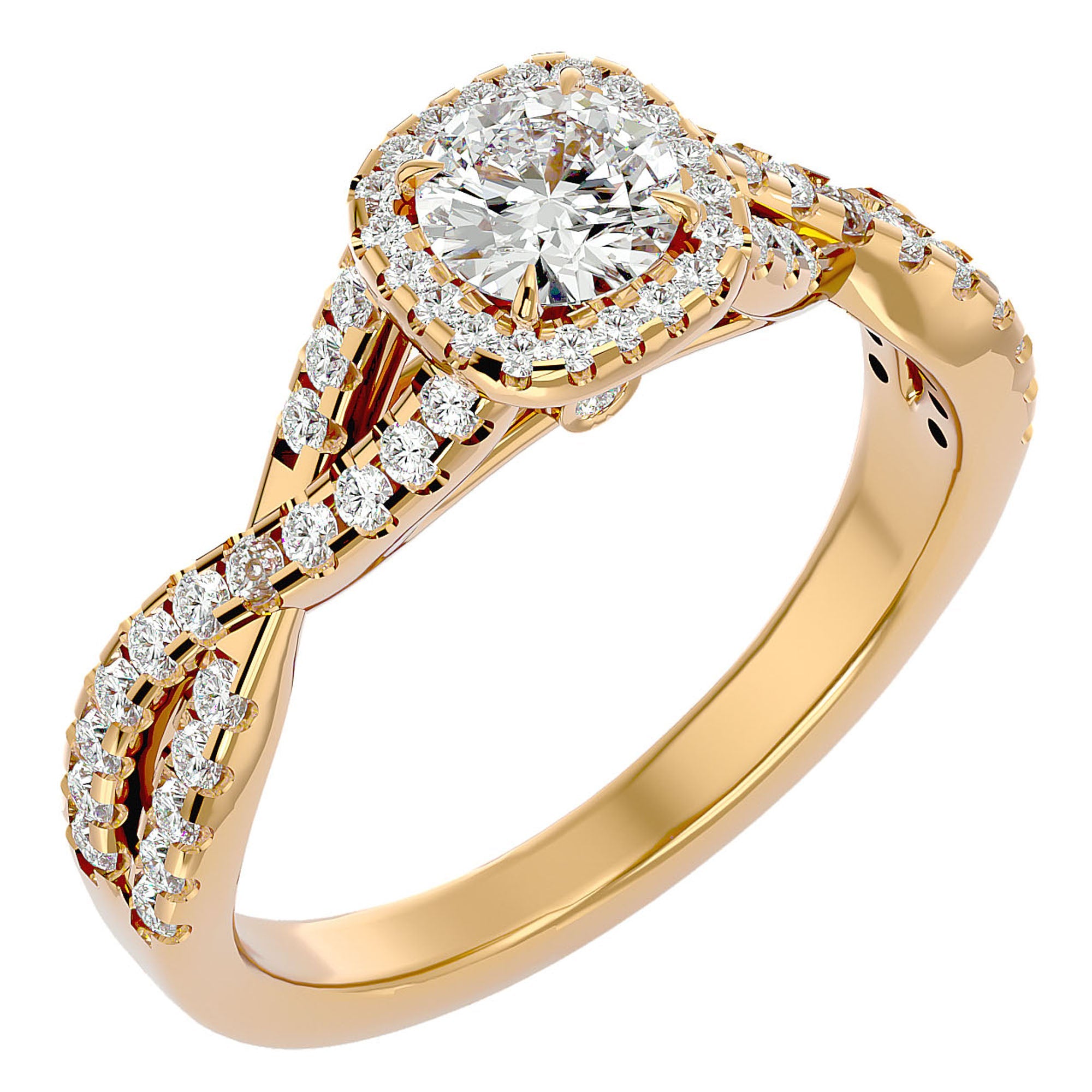 Inel de Logodnă cu Moissanite Pavé în Spirală Eternă de 0.87 ct din 18k Aur Galben - Castelo.ro
