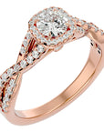 Inel de Logodnă cu Moissanite Pavé în Spirală Eternă de 0.87 ct din 18k Aur Roz - Castelo.ro