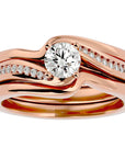Inel De Logodnă Clair de Lune din Aur 14k cu Diamante Create în Laborator Pavé de 0.66 ct din 14k Aur Roz - Castelo.ro