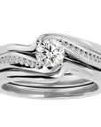Inel de Logodnă Triplu din Aur 14k cu Moissanite de 0.66 ct din 14k Aur Alb - Castelo.ro