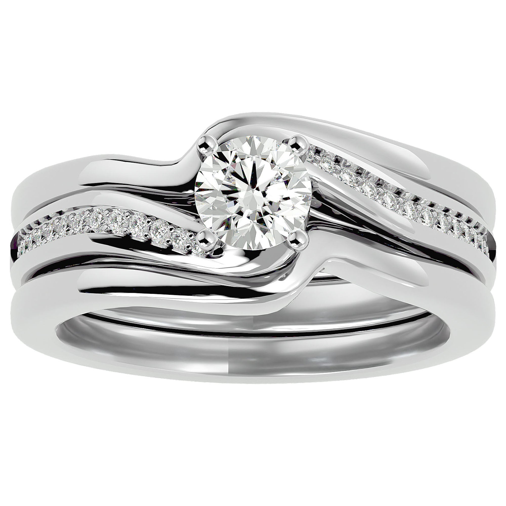 Inel De Logodnă Clair de Lune cu Diamante Create în Laborator Pavé de 0.66 ct din Platina - Castelo.ro