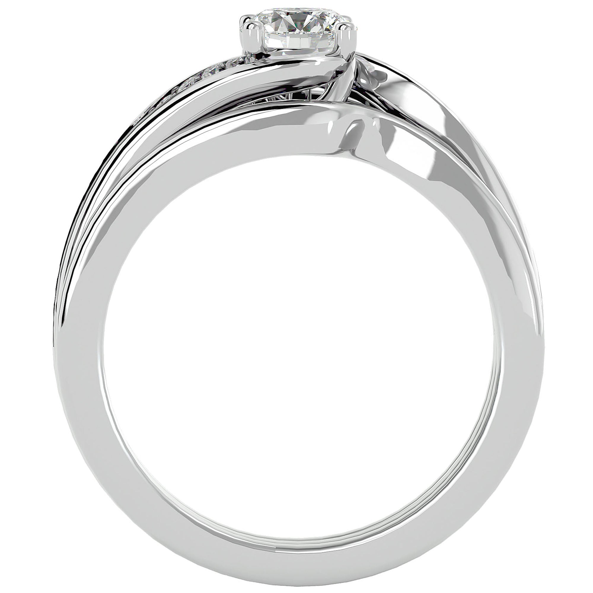 Inel De Logodnă Clair de Lune cu Diamante Naturale Pavé de 0.66 ct din Platina - Castelo.ro