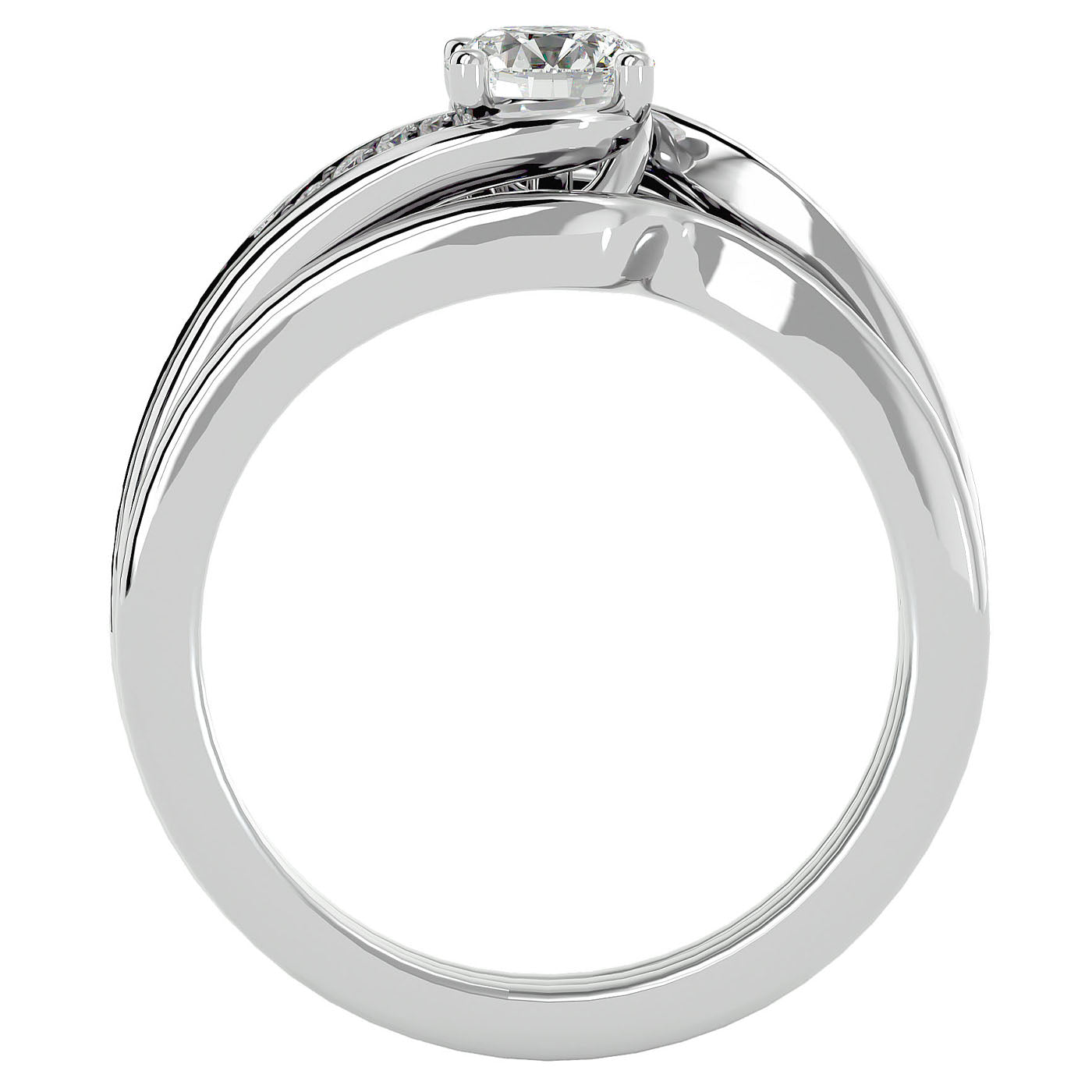 Inel de Logodnă Triplu din Aur 14k cu Moissanite de 0.66 ct din 14k Aur Alb - Castelo.ro