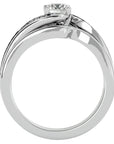 Inel de Logodnă Triplu din Aur 14k cu Moissanite de 0.66 ct din 14k Aur Alb - Castelo.ro