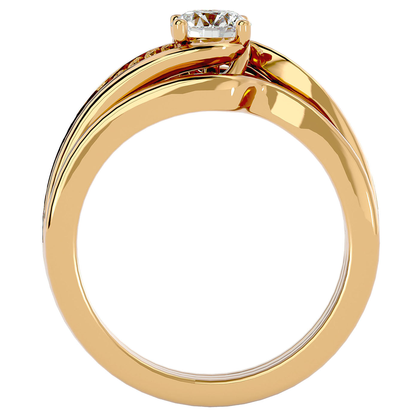 Inel de Logodnă Triplu cu Diamante Naturale de 0.66 ct din 18k Aur Galben - Castelo.ro