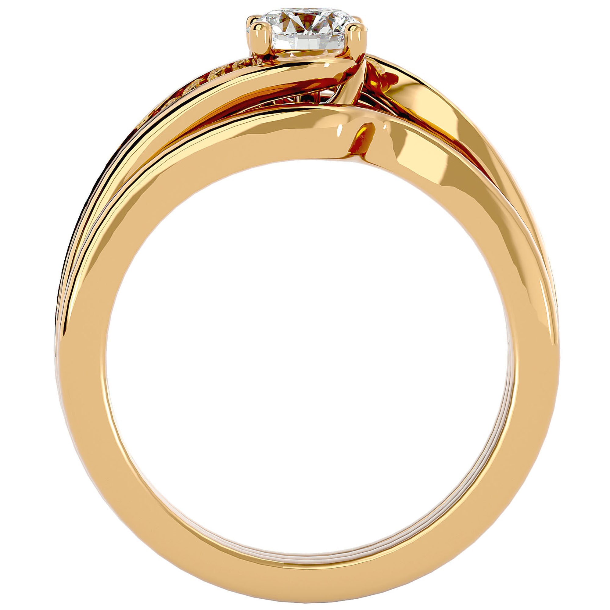 Inel De Logodnă Clair de Lune din Aur 14k cu Moissanite Pavé de 0.66 ct din 14k Aur Galben - Castelo.ro