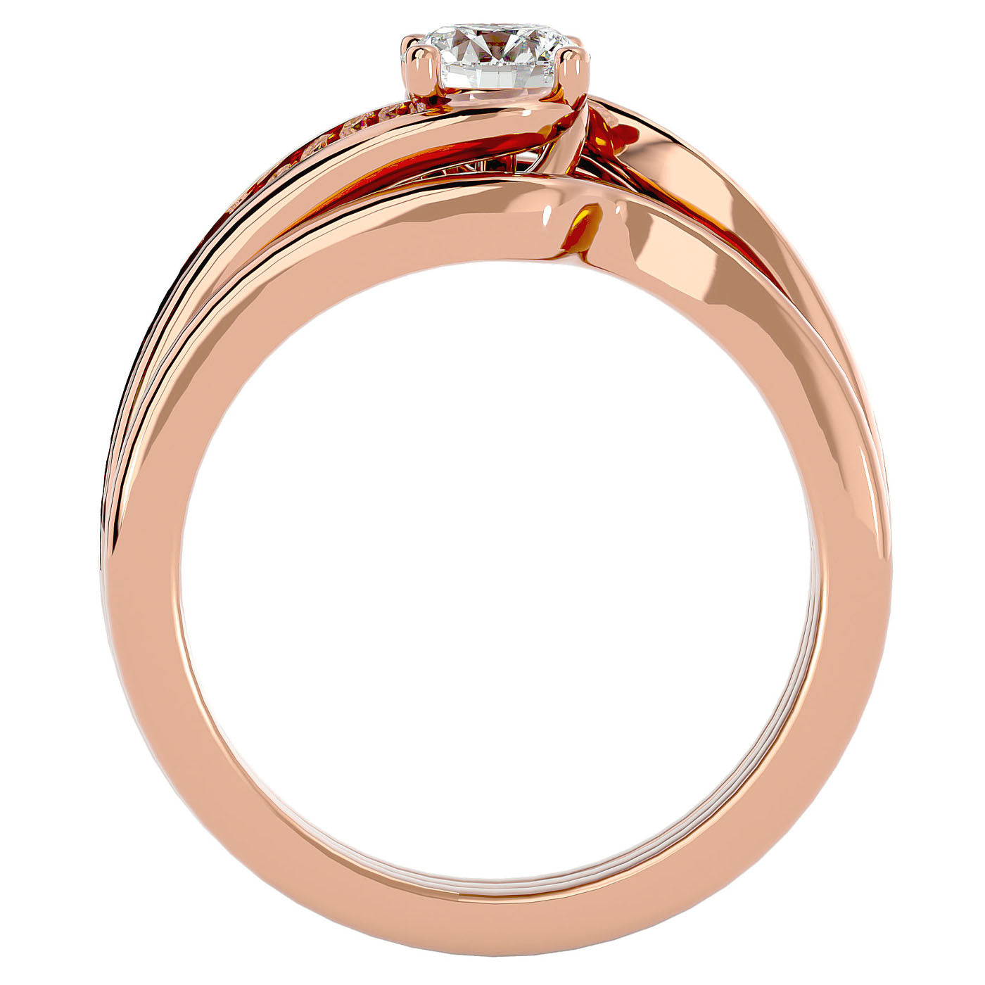 Inel de Logodnă Triplu din Aur 14k cu Moissanite de 0.66 ct din 14k Aur Roz - Castelo.ro