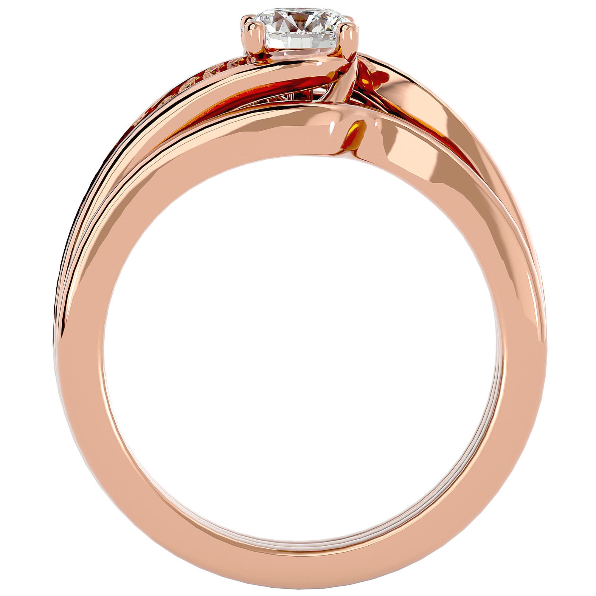 Inel De Logodnă Clair de Lune din Aur 14k cu Moissanite Pavé de 0.66 ct din 14k Aur Roz - Castelo.ro
