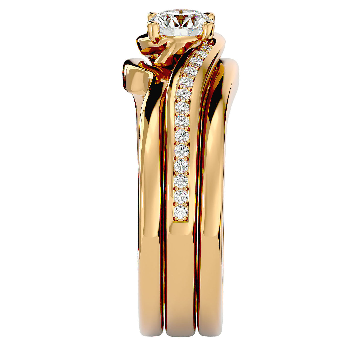 Inel de Logodnă Triplu din Aur 14k cu Moissanite de 0.66 ct din 14k Aur Galben - Castelo.ro
