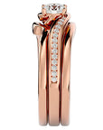 Inel de Logodnă Triplu din Aur 14k cu Moissanite de 0.66 ct din 14k Aur Roz - Castelo.ro