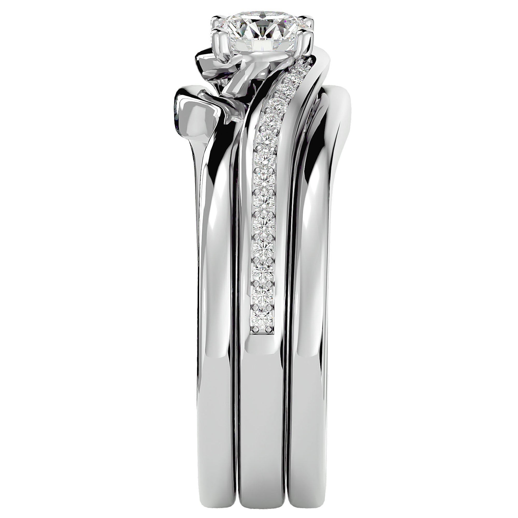 Inel De Logodnă Clair de Lune cu Diamante Create în Laborator Pavé de 0.66 ct din Platina - Castelo.ro