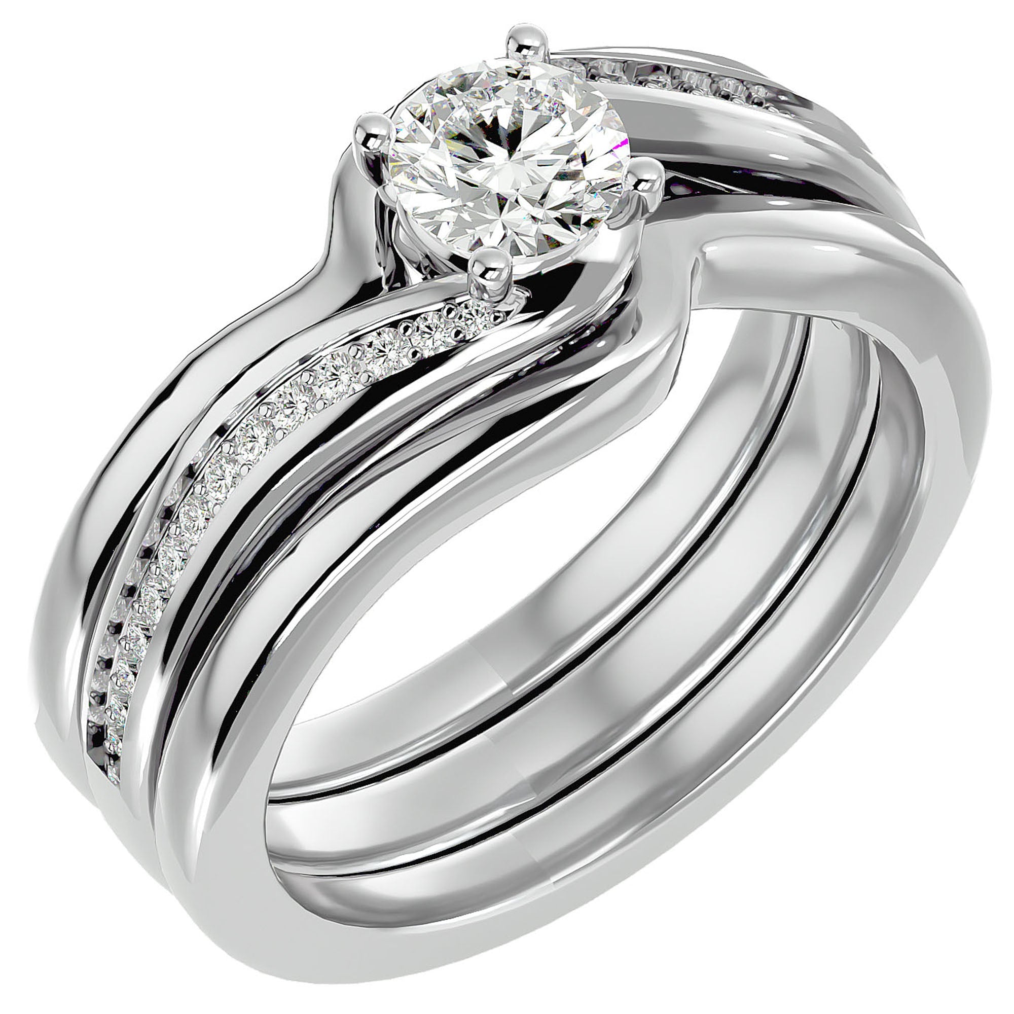 Inel De Logodnă Clair de Lune cu Diamante Create în Laborator Pavé de 0.66 ct din Platina - Castelo.ro