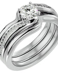 Inel De Logodnă Clair de Lune cu Diamante Create în Laborator Pavé de 0.66 ct din Platina - Castelo.ro