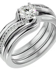Inel de Logodnă Triplu din Aur 14k cu Moissanite de 0.66 ct din 14k Aur Alb - Castelo.ro