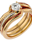 Inel de Logodnă Triplu din Aur 14k cu Diamante Naturale de 0.66 ct din 14k Aur Galben - Castelo.ro