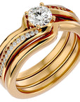 Inel De Logodnă Clair de Lune cu Diamante Naturale Pavé de 0.66 ct din 18k Aur Galben - Castelo.ro