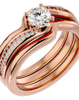 Inel de Logodnă Triplu din Aur 14k cu Moissanite de 0.66 ct din 14k Aur Roz - Castelo.ro