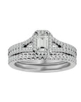 Inel de Logodnă Pavè din Aur 14k Cu Moissanite In Formă De Smarald de 1.13 ct din 14k Aur Alb - Castelo.ro