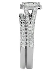 Inel de Logodnă Pavè din Aur 14k Cu Diamant Creat în Laborator In Formă De Smarald de 1.13 ct din 14k Aur Alb - Castelo.ro