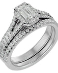 Inel de Logodnă Pavè din Aur 14k Cu Diamant Creat în Laborator In Formă De Smarald de 1.13 ct din 14k Aur Alb - Castelo.ro