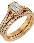 Inel de Logodnă Pavè din Aur 14k Cu Moissanite In Formă De Smarald de 1.13 ct din 14k Aur Galben - Castelo.ro