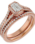 Inel de Logodnă Pavè din Aur 14k Cu Moissanite In Formă De Smarald de 1.13 ct din 14k Aur Roz - Castelo.ro