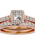Inel de Logodnă Pavè Cu Diamant Natural Tăietură Princess de 1.37 ct din 18k Aur Roz - Castelo.ro