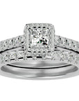 Inel de Logodnă Pavè din Aur 14k Cu Moissanite Tăietură Princess de 1.37 ct din 14k Aur Alb - Castelo.ro
