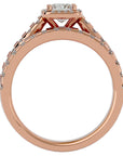 Inel de Logodnă Pavè Cu Diamant Natural Tăietură Princess de 1.37 ct din 18k Aur Roz - Castelo.ro