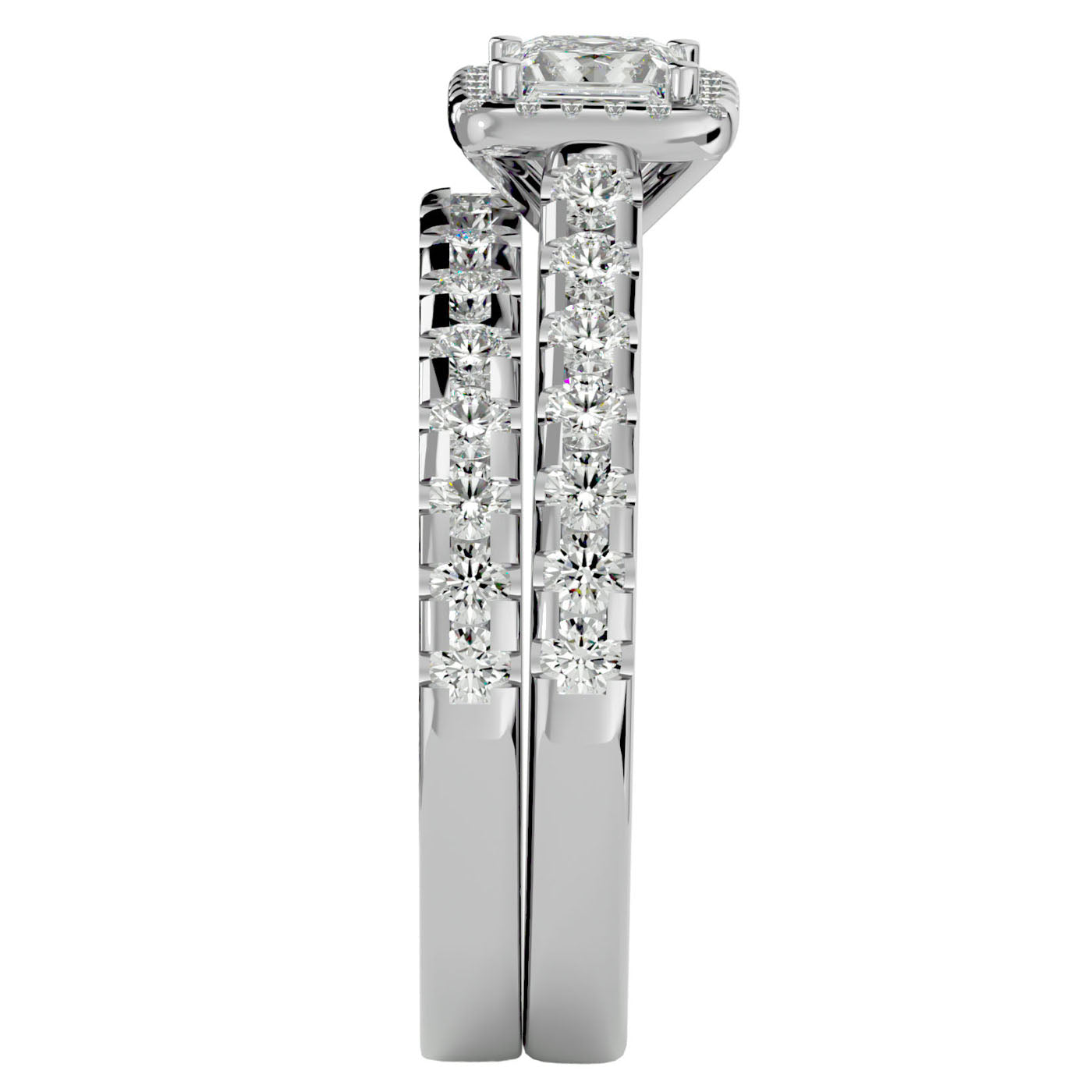 Inel de Logodnă Pavè Cu Diamant Creat în Laborator Tăietură Princess de 1.37 ct din Platina - Castelo.ro
