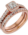 Inel de Logodnă Pavè Cu Diamant Creat în Laborator Tăietură Princess de 1.37 ct din 18k Aur Roz - Castelo.ro