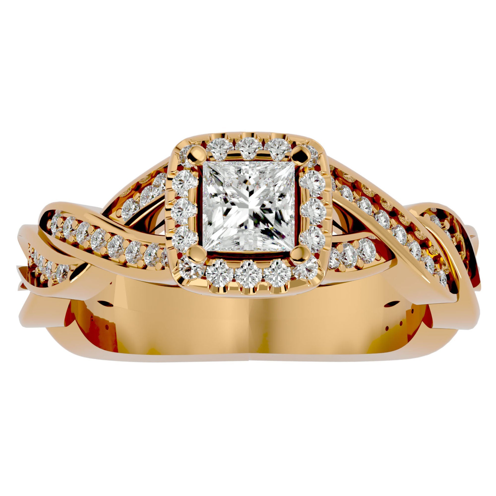 Inel de Logodnă din Aur 14k cu Moissanite Pavé în Spirală Eternă de 0.90 ct din 14k Aur Galben - Castelo.ro