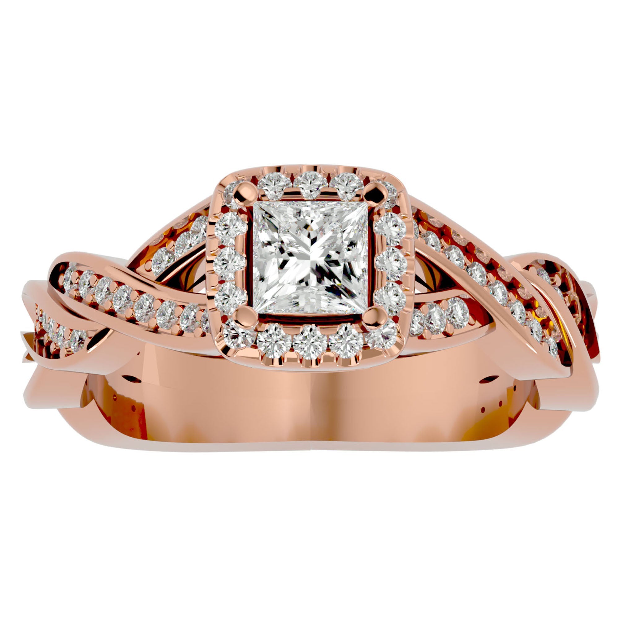 Inel de Logodnă din Aur 14k cu Diamante Naturale Pavé în Spirală Eternă de 0.90 ct din 14k Aur Roz - Castelo.ro