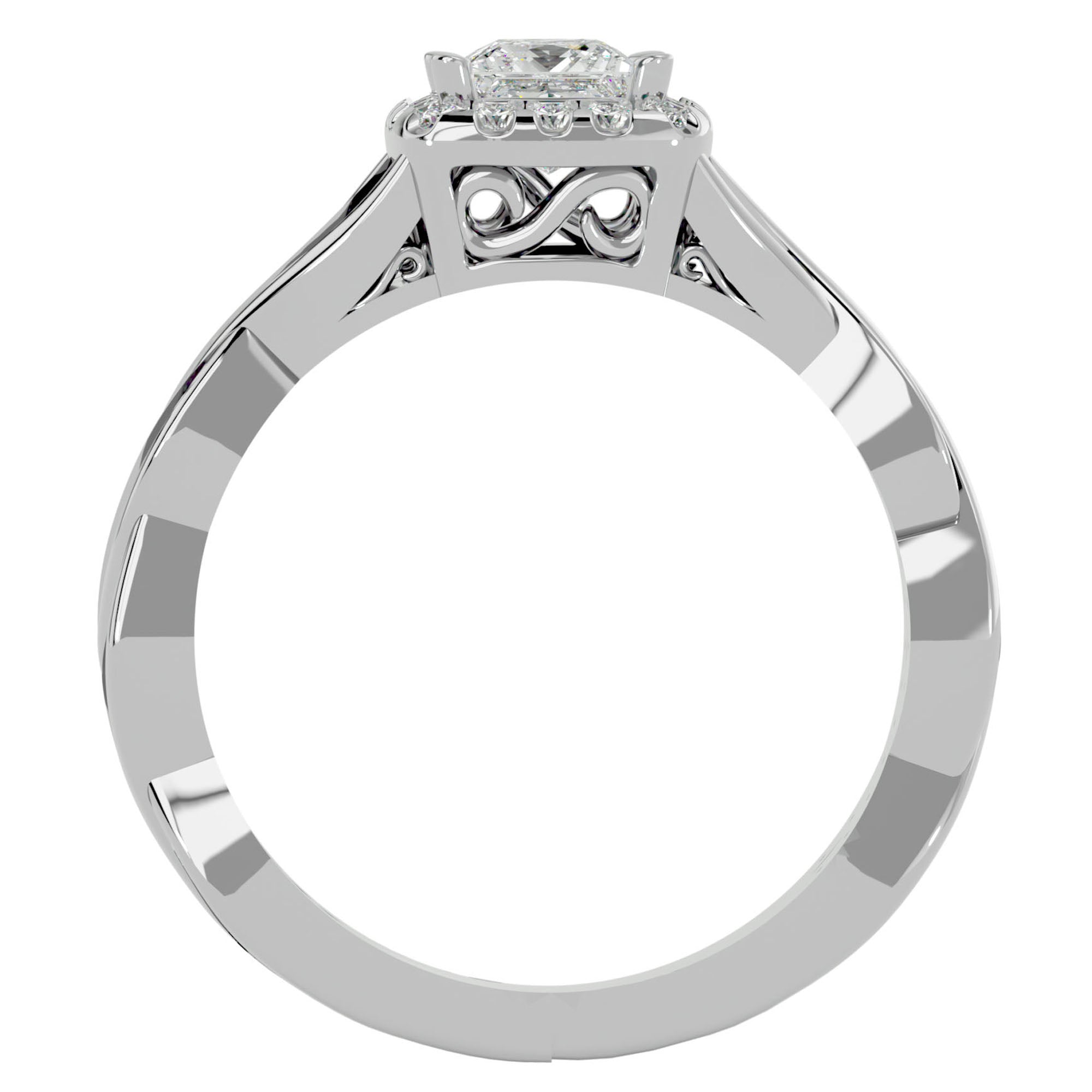 Inel de Logodnă din Aur 14k cu Moissanite Pavé în Spirală Eternă de 0.90 ct din 14k Aur Alb - Castelo.ro