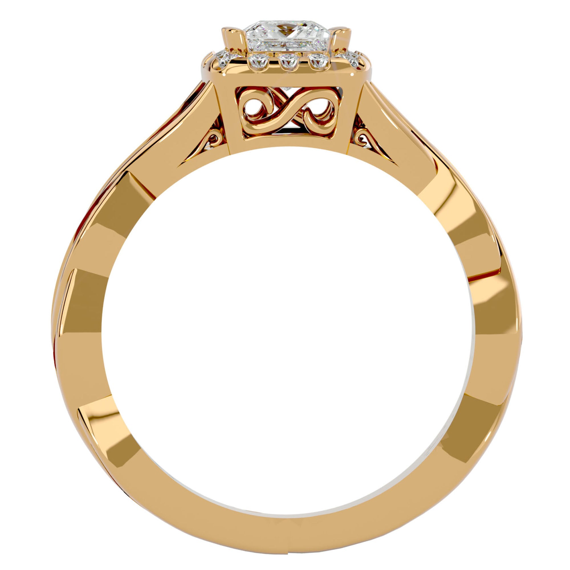 Inel de Logodnă din Aur 14k cu Diamante Naturale Pavé în Spirală Eternă de 0.90 ct din 14k Aur Galben - Castelo.ro