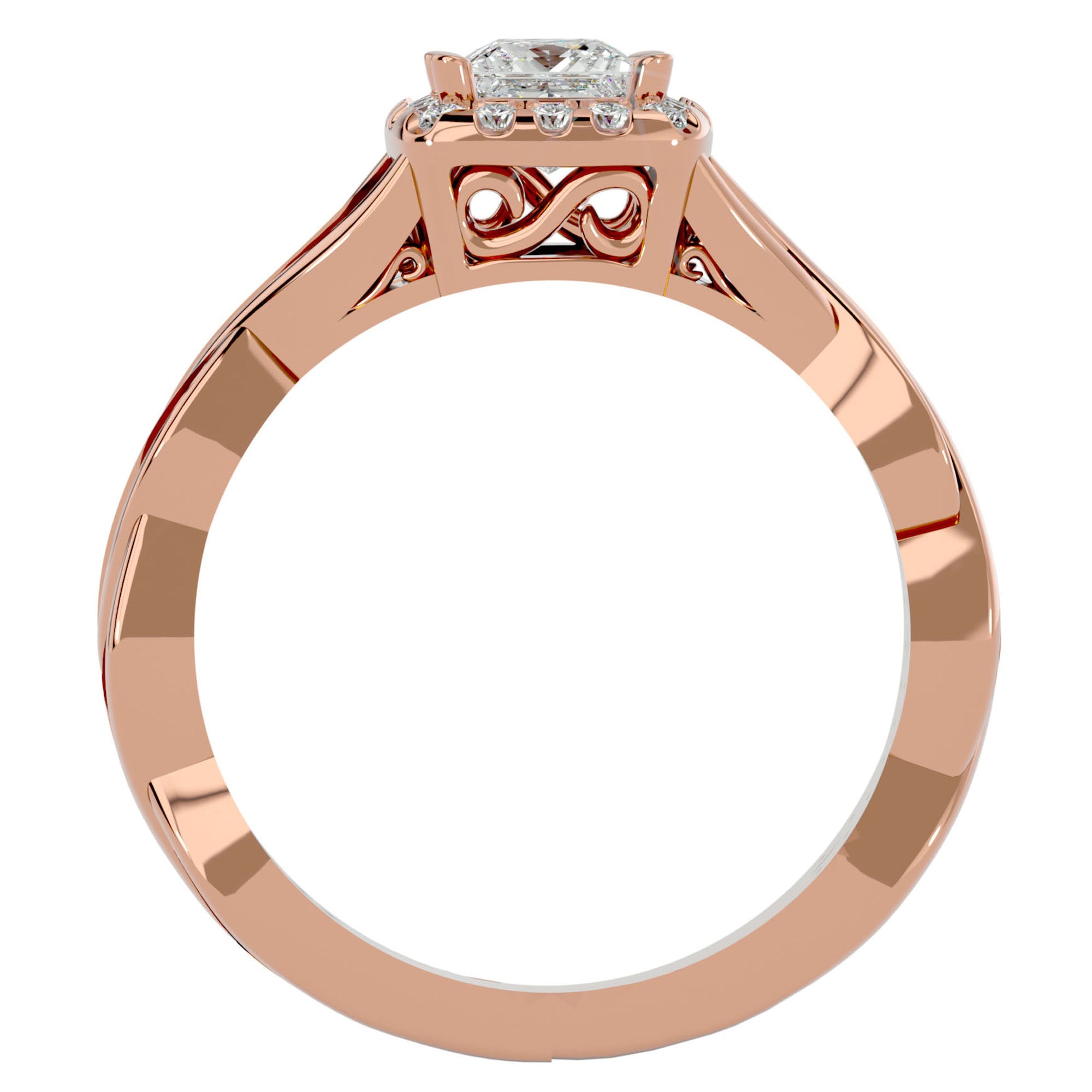 Inel de Logodnă din Aur 14k cu Diamante Naturale Pavé în Spirală Eternă de 0.90 ct din 14k Aur Roz - Castelo.ro